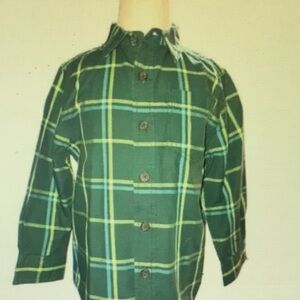 Green Plaid Kids Shirt